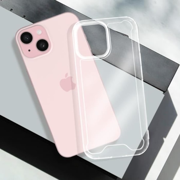 Cover til iPhone 15 Hard Back Corners Bumper Stødsikker Gennemsigtig Vit