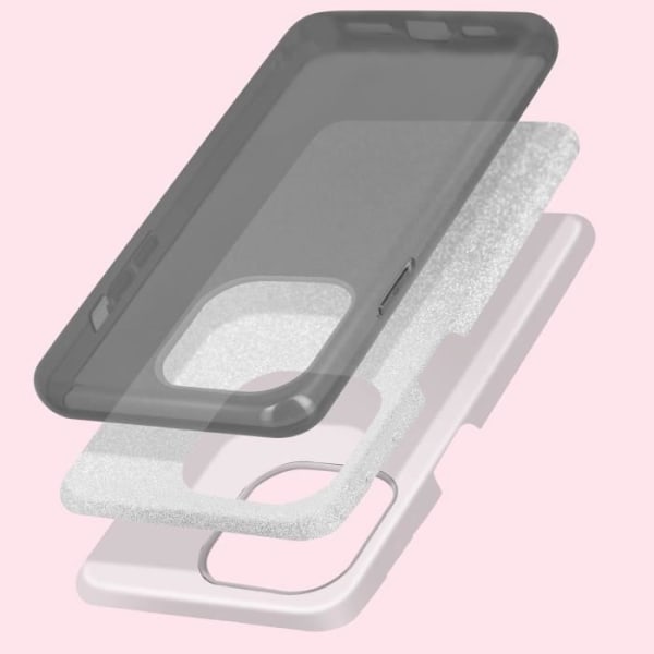 iPhone 14 Glitter Avtagbart halvstyvt silikonfodral Svart