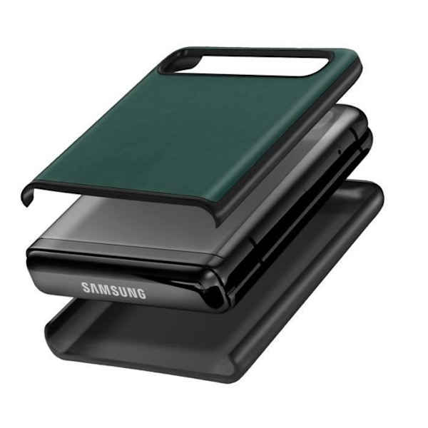 Coque - AVIZAR - Galaxy Z Flip - Äkta Läder - Mörkgrön - Heltäckande Skydd Mörkgrön