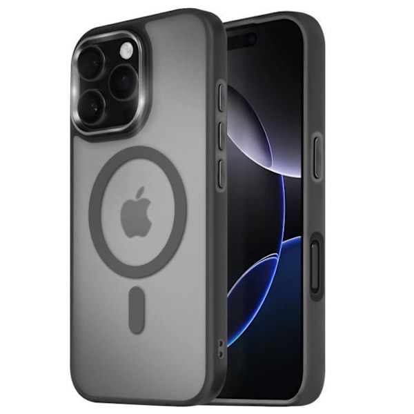 MagSafe-cover til iPhone 16 Pro Mat Frostet Bagside Sort Kant Svart