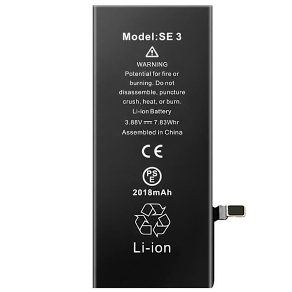 Internt batteri til iPhone SE 2022 - AVIZAR - Kapacitet 2018mAh - Lithium Ion - 3,7 V Svart