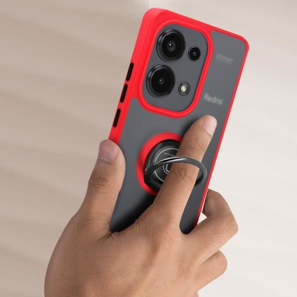 Kotelo Xiaomi Redmi Note 13 Pro 4G:lle - AVIZAR - Metal Ring Video Support - Punainen Röd