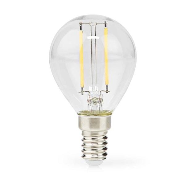 Ampull LED E14 Retro Stil Filament G45 Energibesparande 2W Nedis Transparent Vit