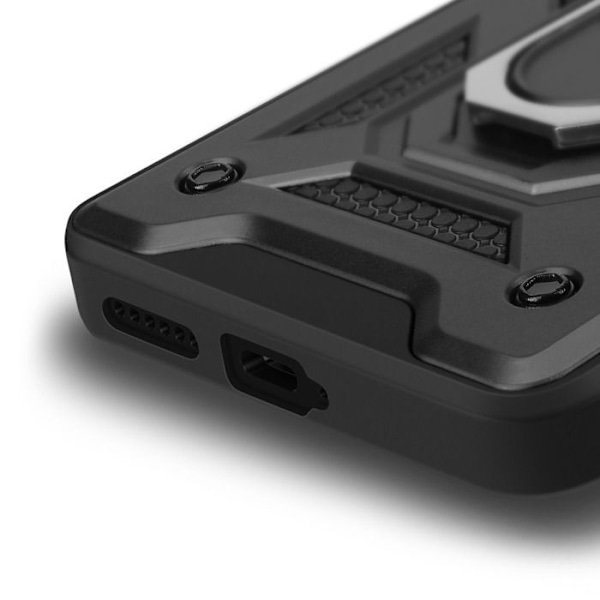 Coque til Xiaomi Redmi Note 14 4G Støtte Ring Beskyttelse Kamera Mayaxess Sort Svart