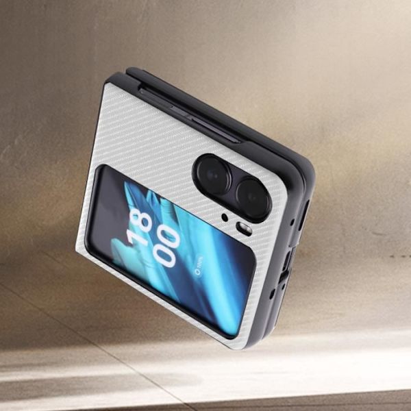 AVIZAR Skyddsfodral till Oppo Find N2 Flip - Vit - Koleffekt - Flip Style Vit