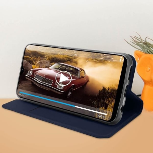 Hynde til Samsung Galaxy A20e - AVIZAR - Folio Etui - Øko-læder - Video Stander - Mørk Blå Midnattsblå