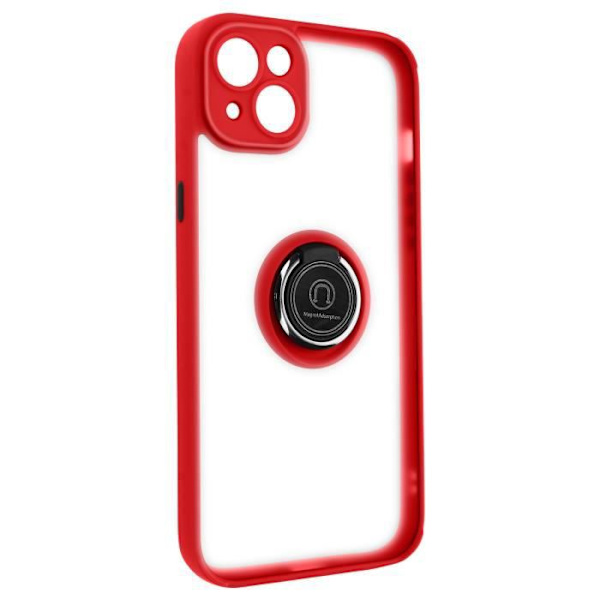iPhone 14 Fodral Bi-material Metal Ring Röd Video Support Röd