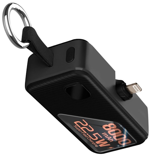 Kantohihnan ulkoinen akku 8000 mAh USB C ja Lightning LinQ musta Svart