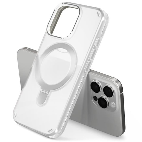Coque MagSafe för iPhone 16 Pro Stöttålig med Fällbart Stöd Vit Vit