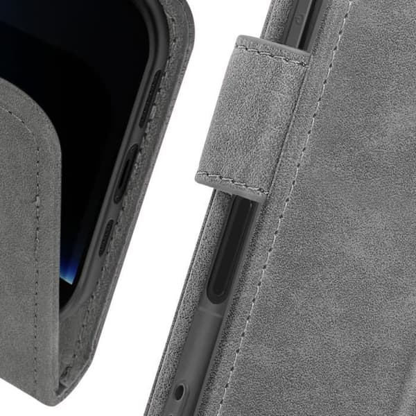 iPhone 16 Pro-fodral - AVIZAR - Plånboksfack - Videostöd - Grå - Semi-stel Grå