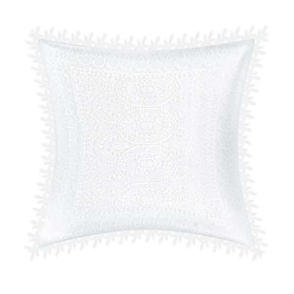 Kuddöverdrag - AVIZAR - 45x45 cm - Spetskant - Elegans - Vit Vit