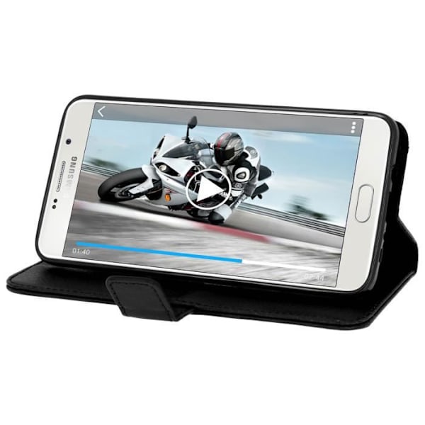 Fodral Etui Folio - Samsung - Galaxy J7 2016 - Svart - Ekoskinn - Stödfunktion Svart