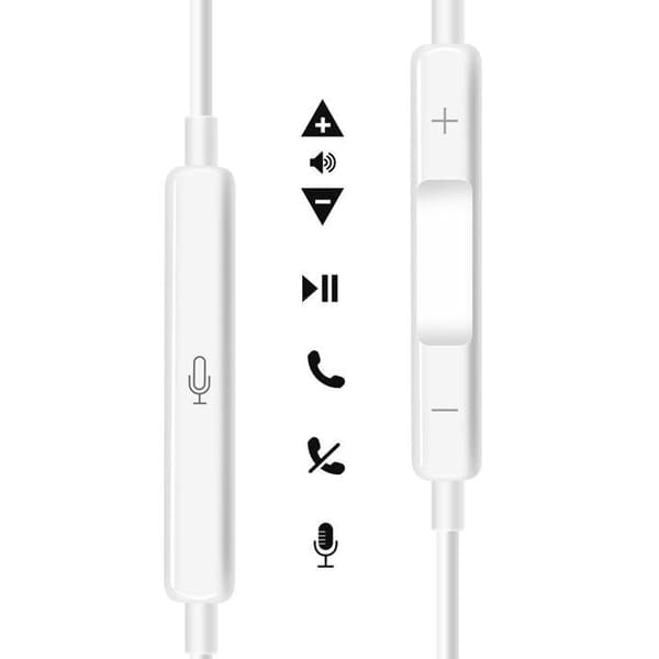 Hörlurar - MAYAXESS - Galaxy S25 Edge - USB-C - Inbyggd mikrofon - Optimal komfort Vit
