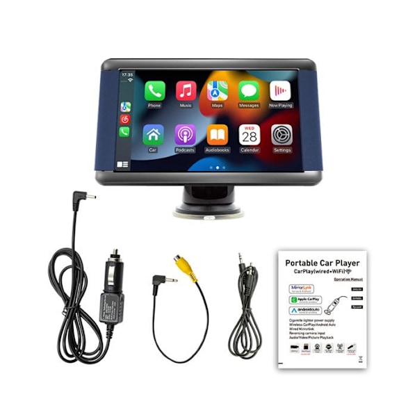 7" Taktile CarPlay Skärm Ansluten Wi-Fi med GPS / Android Auto / MP5 Spelare Svart