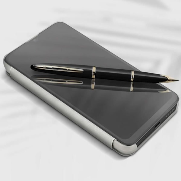 Xiaomi Redmi 10C Clear View-fodral - AVIZAR - Silver - Hård - Flik - Unisex Pengar