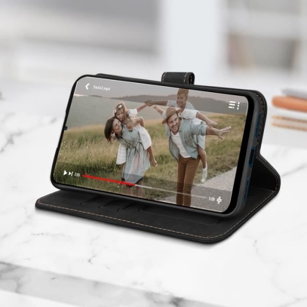 TCL 20R 5G Smile Wallet Case 360° Video Support Magnetisk fane Sort