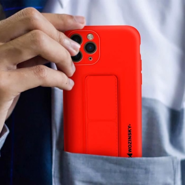 Suojakuori - Wozinsky - iPhone 11 Pro Max - Pehmeä silikoni - Magneettituki - Punainen Röd