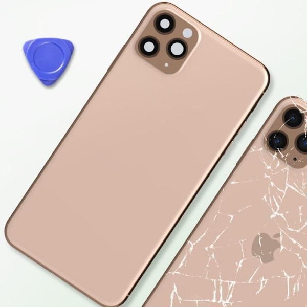 iPhone 11 Pro Max chassis med Powder Pink erstatningsglas bagpå Gul