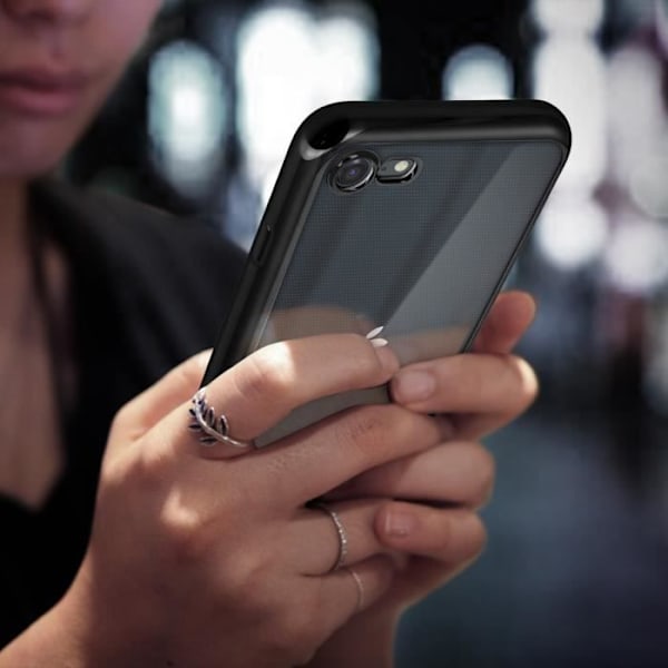 Skyddsfodral - Akashi - iPhone SE 2020/8/7 - Flexibelt - Transparent baksida - Kromad yta Svart
