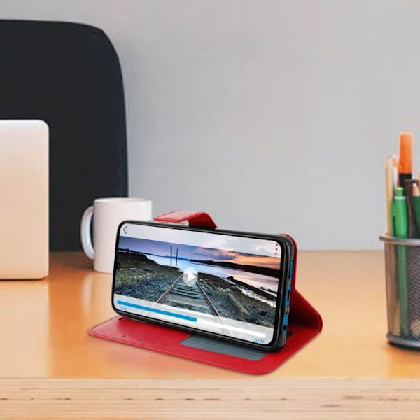 Hus - Huawei - P30 - Eco-läder - Plånbok - Videostöd - Röd Röd