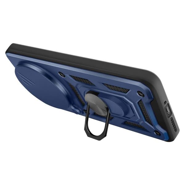 Cover til Honor Magic 8 Lite med skydelåg til kamera og magnetring Mayaxess Mørkeblå Blå