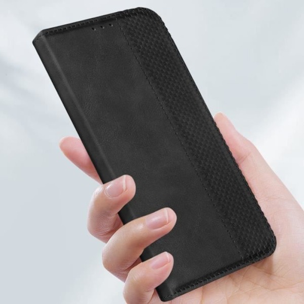 Kotelo Motorola Moto G84 Wallet Checkerboard Pattern Geo Collection mustalle Svart