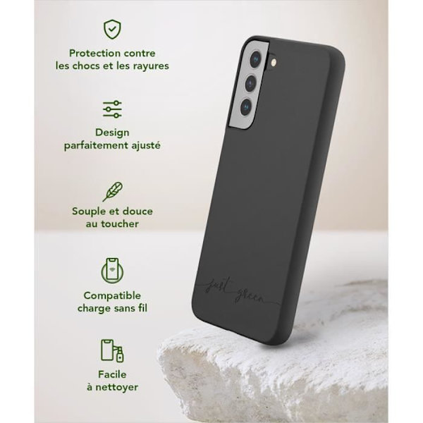 Coque - Just Green - Samsung G S22+ 5G - Bionedbrydelig - Fleksibel - Sort Svart