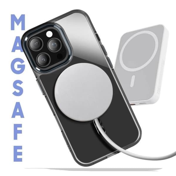 Coque MagSafe - iPhone 16 Pro - Bagside Glasfarve - Sort - Anti-gulning Svart