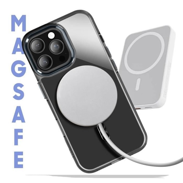 MagSafe-kuori iPhone 16 Pro, musta lasinen takapinta Svart
