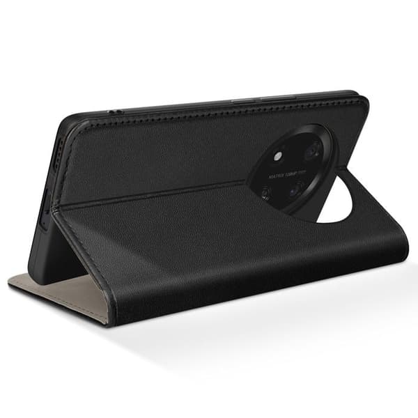 Smartphone etui - Honor - Magic 7 Lite - Vegansk læder - Video stand - Sort Svart