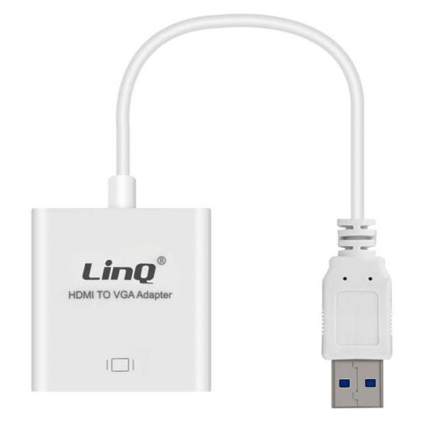 USB 3.0 Videoadapter - LinQ - Han til VGA Hun - 1920x1080 - Hvid - Kompakt