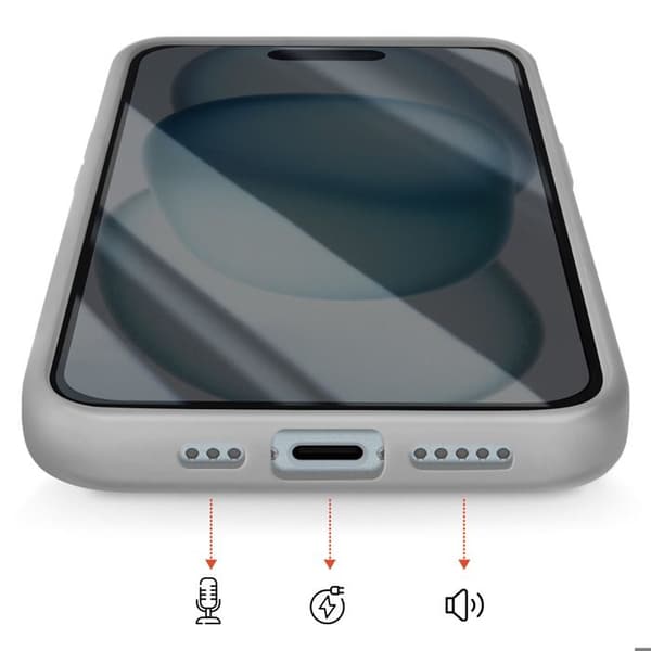 MagSafe-skal för iPhone 15 Rökig Baksida med Förstärkt Silikonram Grå Grå