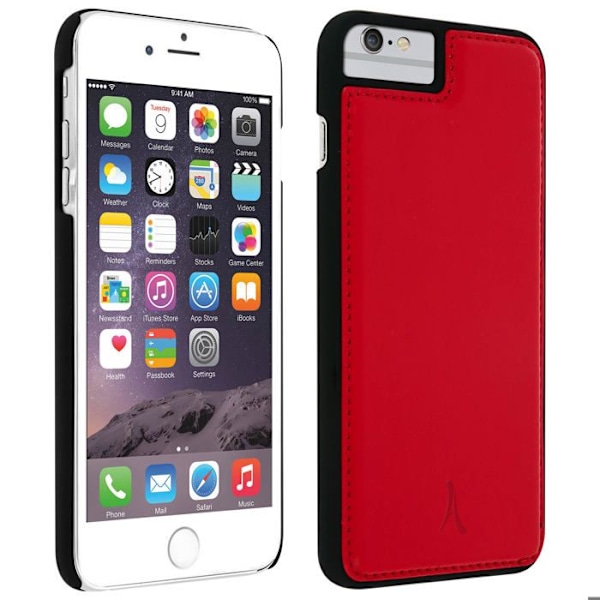 Coque iPhone 8+, 7+, 6+, 6S+ Hårt skydd Äkta läder Akashi Röd Röd
