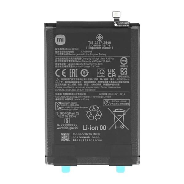 Internt batteri til Xiaomi Redmi 10A og 10C 5000mAh Original BN5G Sort Svart