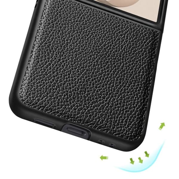 Cover til Galaxy Z Flip 8 Foldbar Læderlook med Hævet Kamera Sort Svart