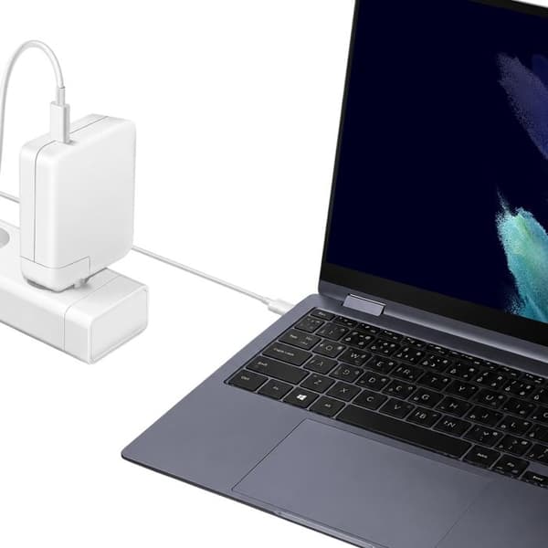Laddare för Galaxy Book Pro 360 Book2 med 4 USB-C 96W + Kabel 1,8m Vit Vit