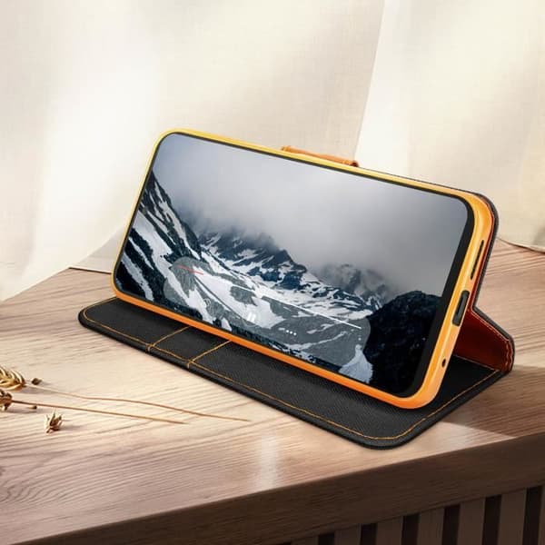Etui til Xiaomi Redmi Note 12S - AVIZAR - Canvas Book - Stof - Sort - Video Support Svart