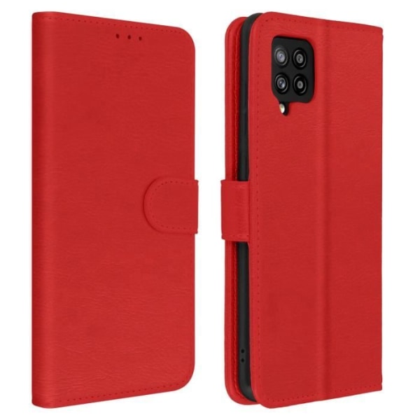 Étui - AVIZAR - Samsung Galaxy A42 5G - Heltäckande Fodral - Kortficka - Stöd Funktion Röd