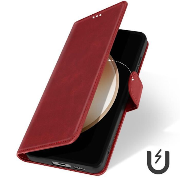 Fodral till Samsung Galaxy S24 FE Handledsrem Flip Stand Plånbok Röd Röd