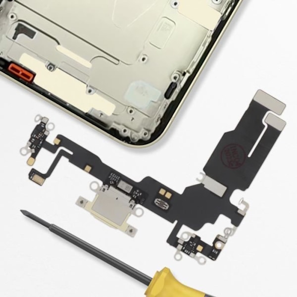 Opladningsstik til Apple iPhone 15 - AVIZAR - USB C-port + mikrofon guld Gul