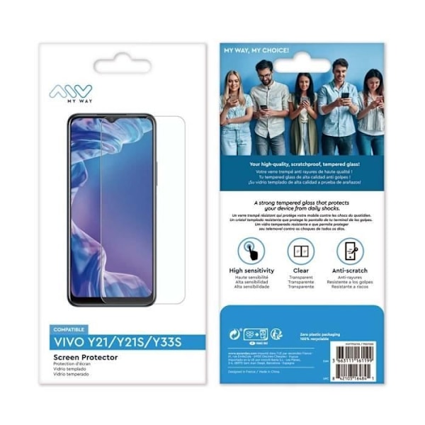 MYWAY VIVO Y21/Y21S/Y33S HÆRDET GLAS Transparent