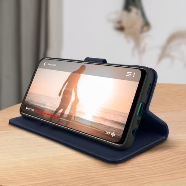 Foliofodral - AVIZAR - Oppo A54 5G och A74 5G - Skyddskort - Videostöd - Ekokläder Midnattsblå