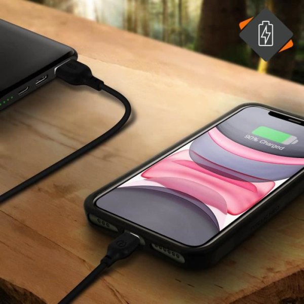 USB Till Lightning Charge Synchronization Kabel 2m Anti-tangle Svart