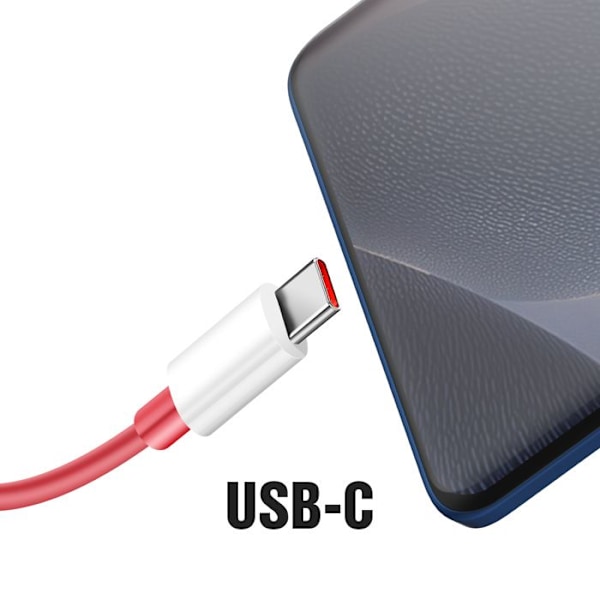 USB-C - USB-C Nopea Lataus SuperVOOC 12A 1.5m Virallinen Oneplus Punainen Röd