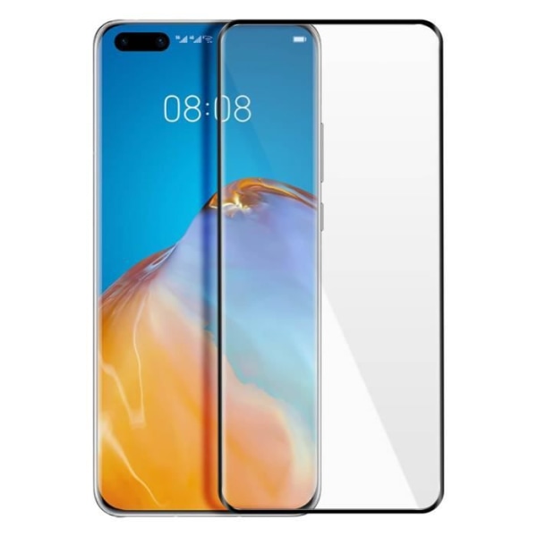 Huawei P40 Pro karkaistu lasikalvo 9H kaareva läpinäkyvä mustalla reunuksella