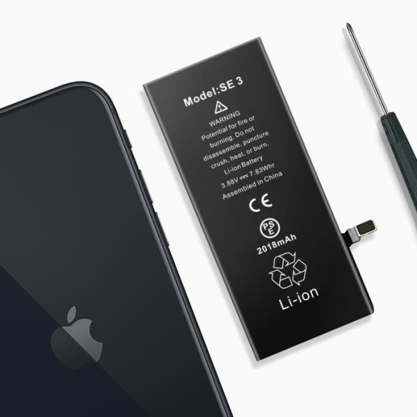 Internt batteri för iPhone SE 2022 - AVIZAR - Kapacitet 2018mAh - Lithium Ion - 3,7 V Svart
