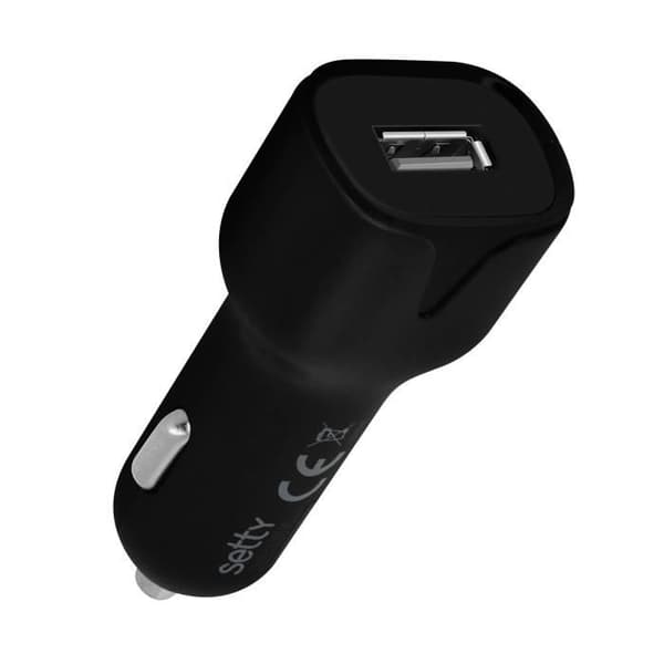 Lader til cigartænder - Setty - Sort - 2.4A - Micro-USB kabel 1m - Hurtigopladning Svart