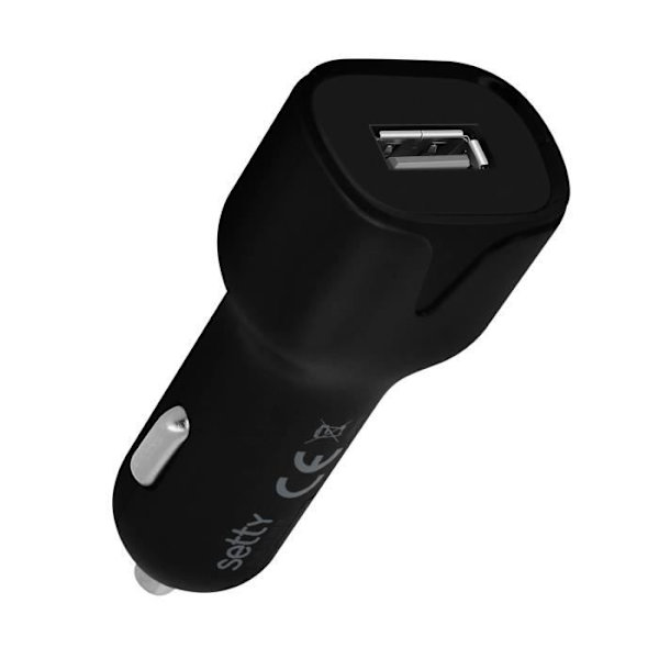 Savukkeentulppalaturi - Setty - Musta - 2.4A - Micro-USB-kaapeli 1m - Nopea Lataus Svart