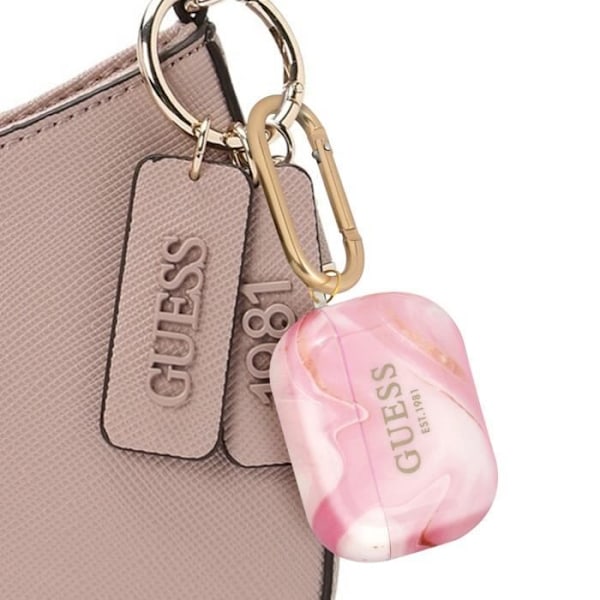 Coque för AirPods Pro Marmor Silikon Hård med Karbinhake Guess Rosa Rosa