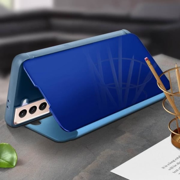 Fodral för Samsung Galaxy S21 Plus Translucent Flip Mirror Support Video Blue